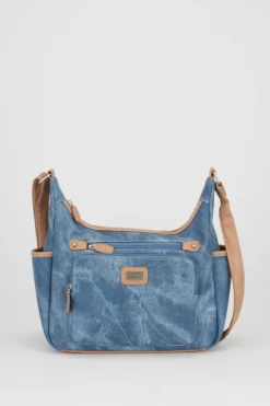 Denim Look Large Crossbody Bag